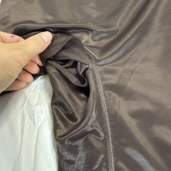 Skims Barely There Cropped Legging & High Waist Short Brown Size XXS Satin Silky - Picture 9 of 12